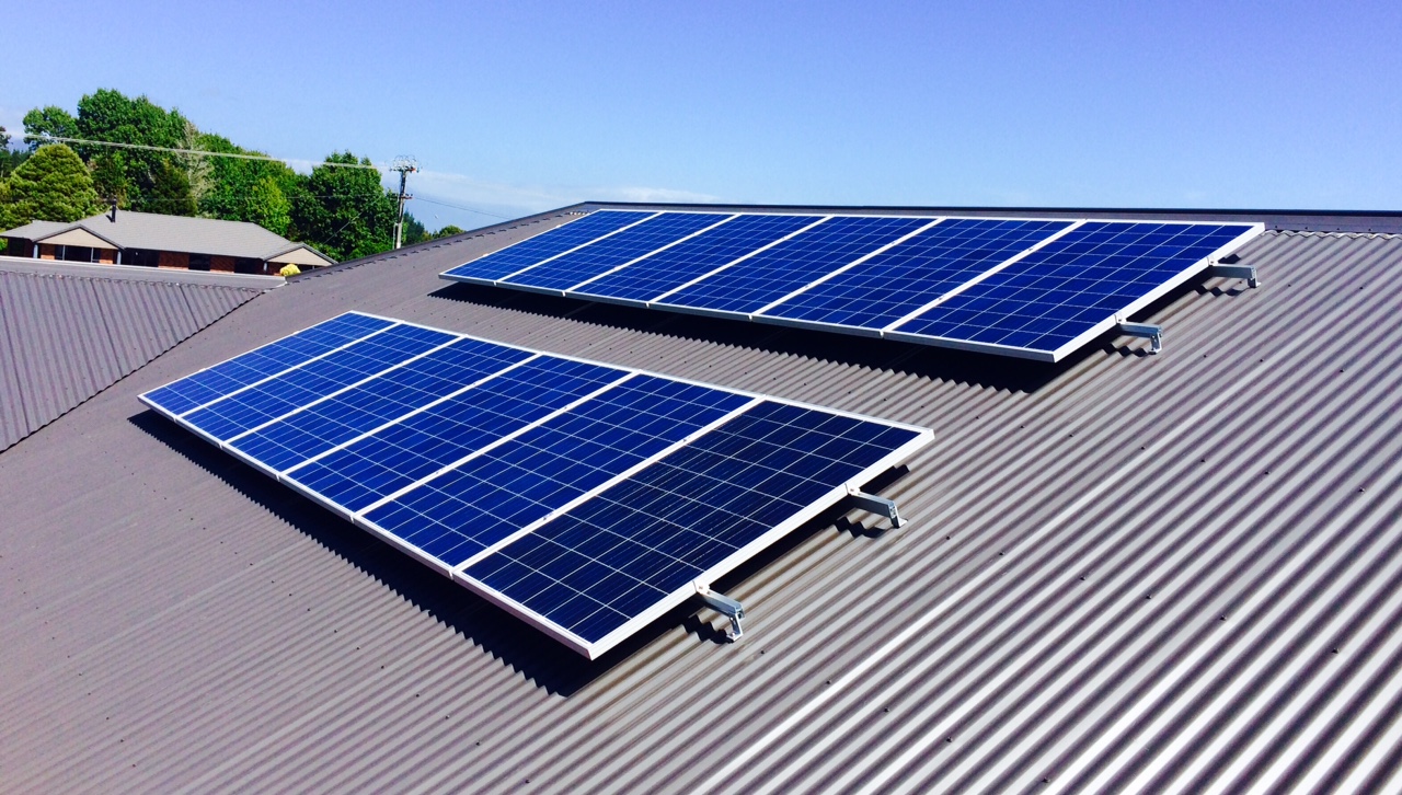 Solar panels on the roof of a house.