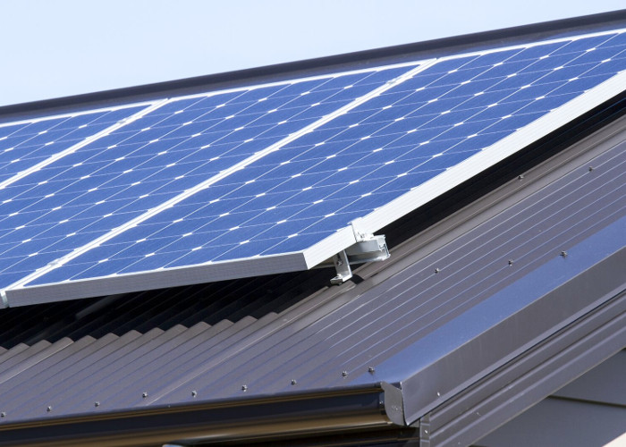 Solar panels on the roof of a house.